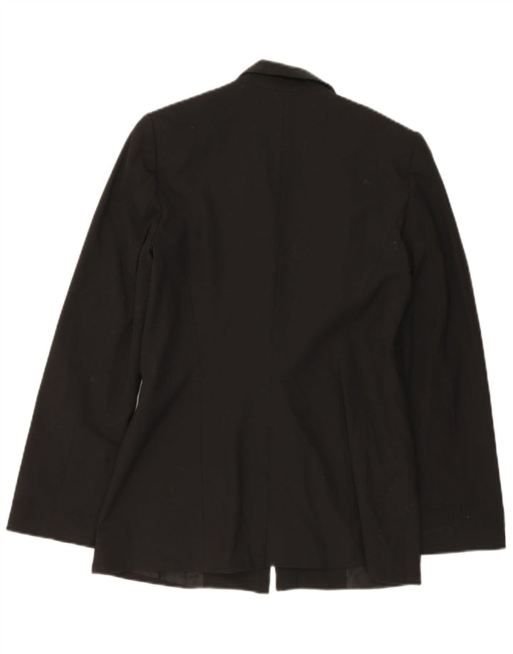 ZARA Damen 1-Knopf-Blazerjacke UK 12 Mittelschwarzes Polyester