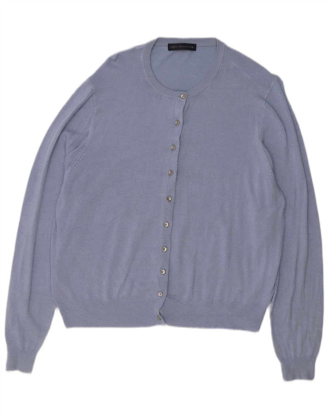 MARKS & SPENCER Damen-Strickjacke in Übergröße, Gr. 18, XL, blaue Viskose