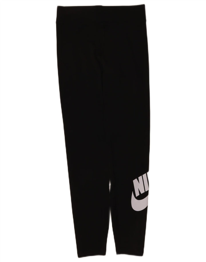 Nike Womens Graphic Leggings UK 10 Small Schwarz Baumwolle