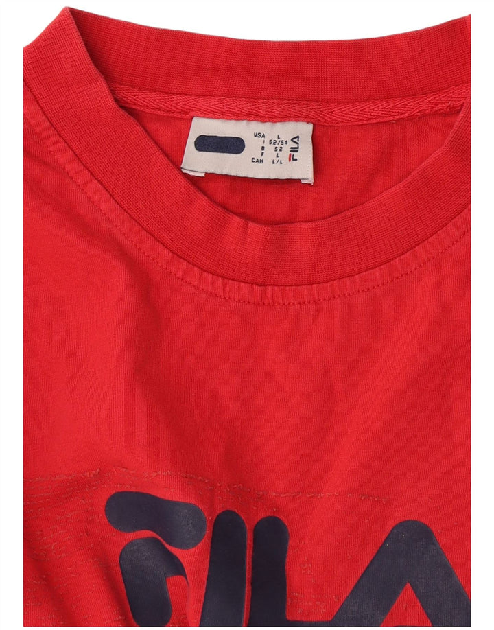Fila Herren T-Shirt mit Grafik, Größe L, Rot
