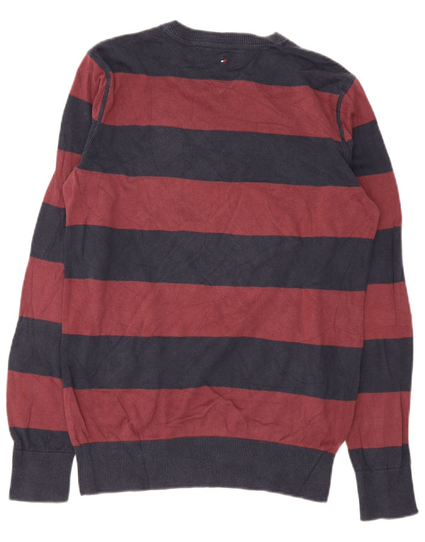 Tommy Hilfiger Jungen-Pullover mit Rundhalsausschnitt, 15–16 Jahre, bordeauxrot gestreift