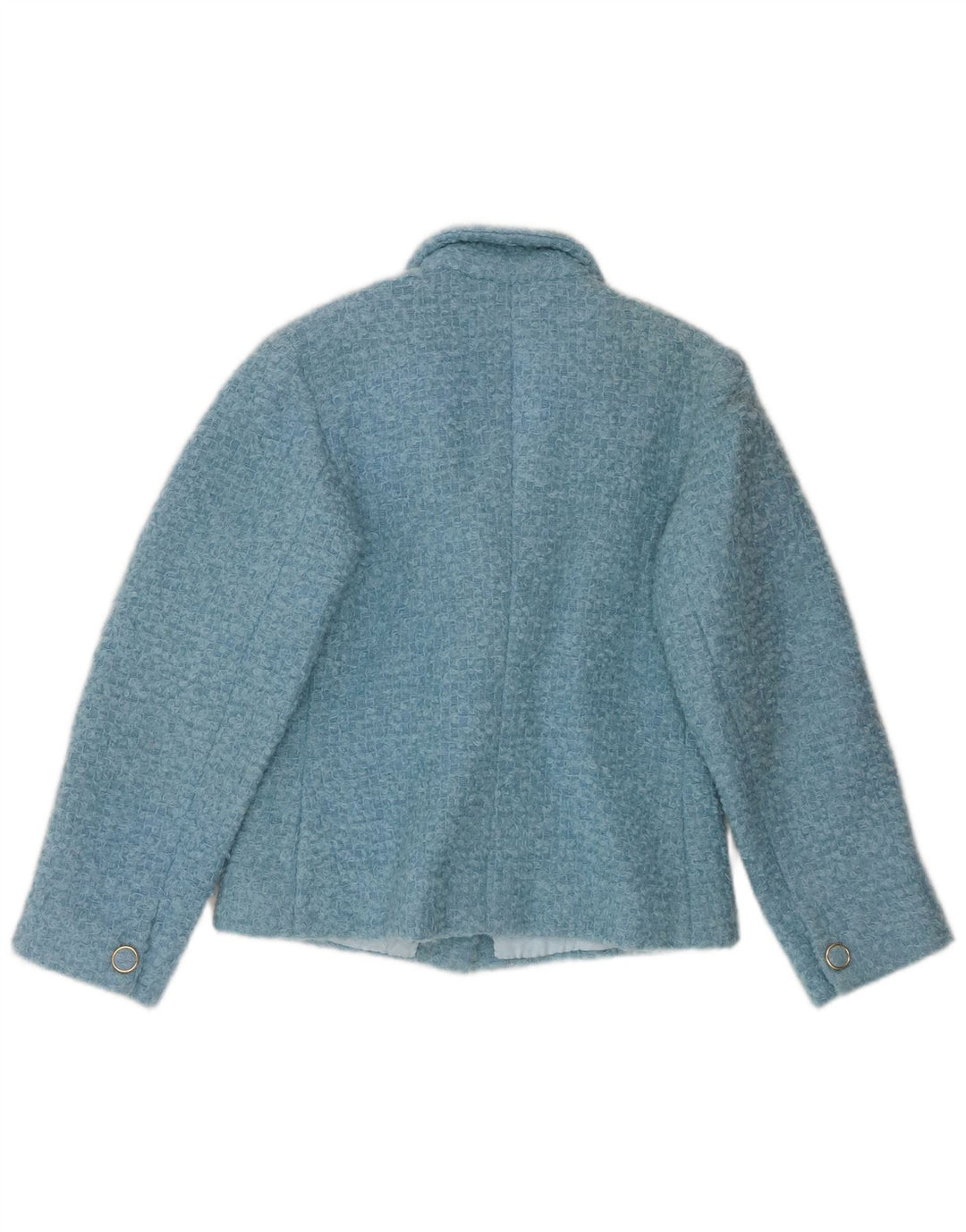 Vintage Damen Crop 3 Knopf Blazer Jacke UK 12 Mittelblau