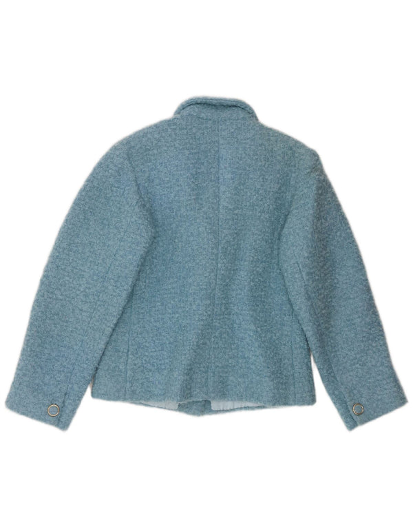 Vintage Damen Crop 3 Knopf Blazer Jacke UK 12 Mittelblau