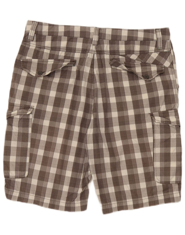 Quiksilver Mens Cargo Shorts W32 Medium Brown Check Cotton