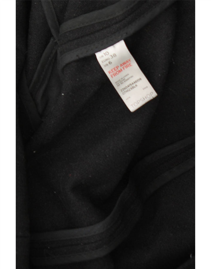 Vintage Damen Kapuzen-Dufflecoat UK 10 Kleine schwarze Wolle