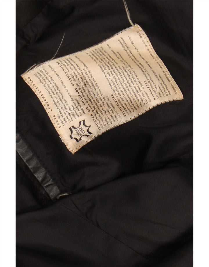 VINTAGE Damen Lederjacke UK 16 Großes schwarzes Leder