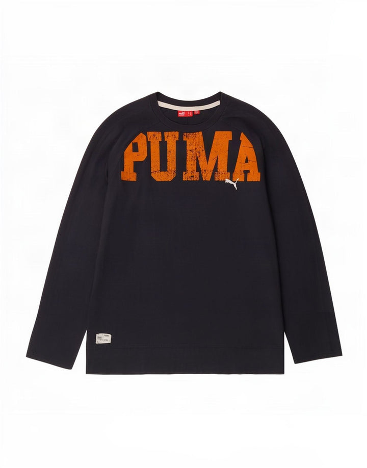 Puma Herren Graphic Top Langarm Large Grau Baumwolle