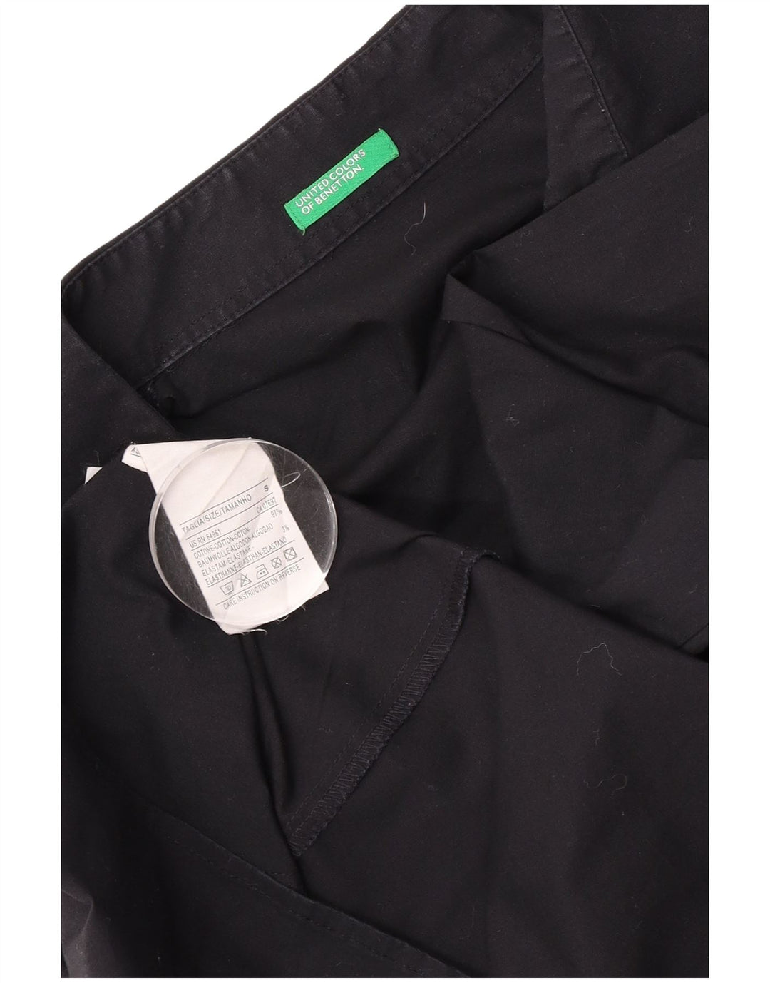 Benetton Damen-Pullover-Hemd, UK 10, Größe S, Schwarz, Baumwolle