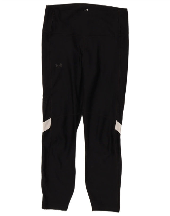 Under Armour Damen Crop Leggings UK 12 Mittelschwarzes Colourblock-Polyester