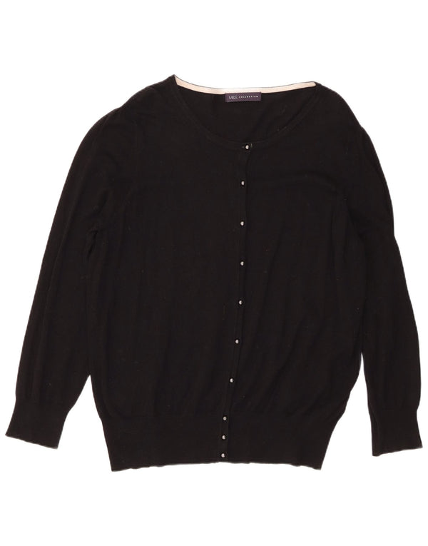 Marks & Spencer Damen-Cardigan mit normaler Passform, UK 20 2XL, schwarze Viskose