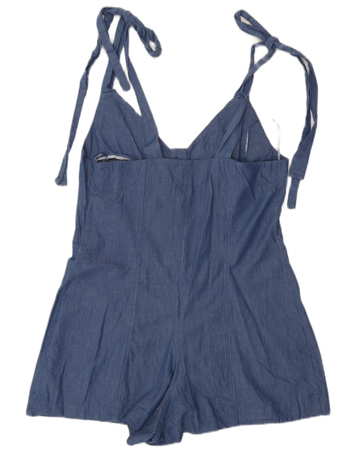 Zara Damen Playsuit UK 10 Small Blaue Baumwolle