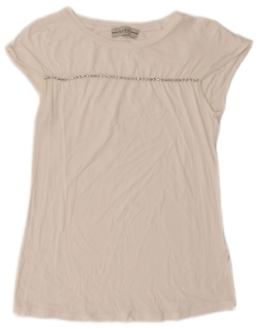 GUESS Damen T-Shirt Top UK 10 Small Weiß