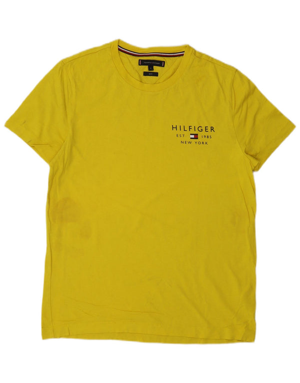Tommy Hilfiger Herren Slim Fit Grafik-T-Shirt-Oberteil aus mittelgelber Baumwolle