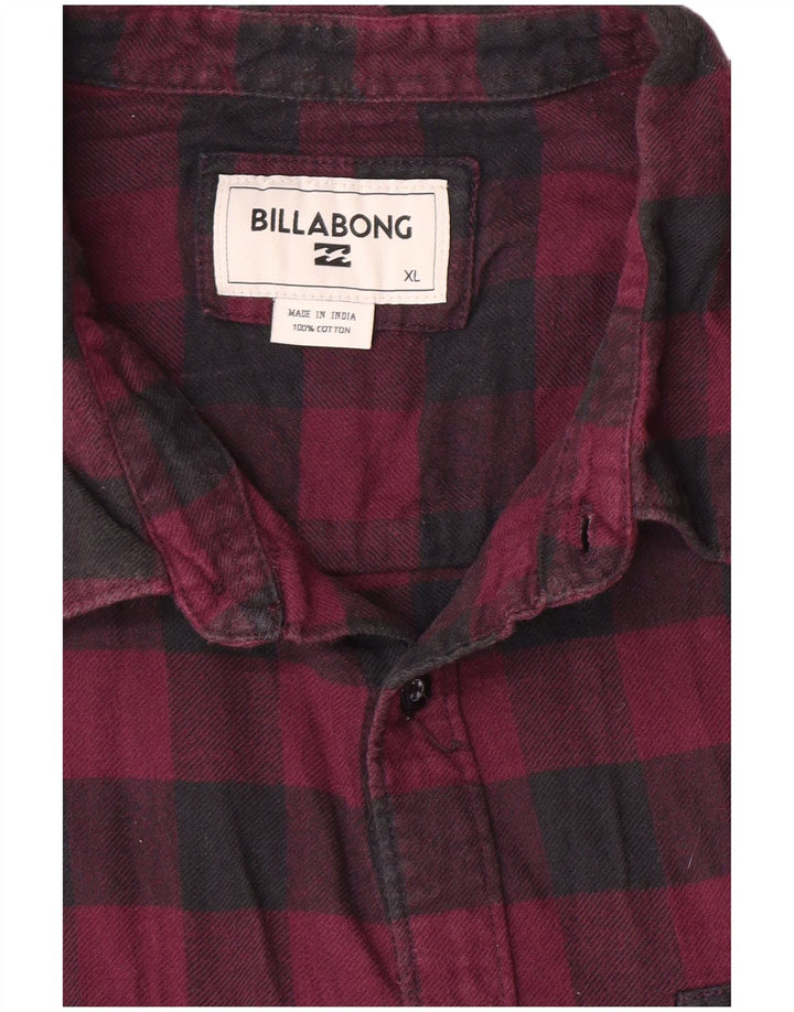Billabong Herren Flanellhemd XL Maroon Gingham Baumwolle
