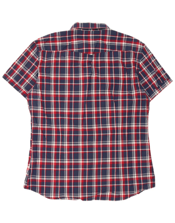 Datch Herren-Kurzarmhemd 2XL, marineblau, kariert, Baumwolle