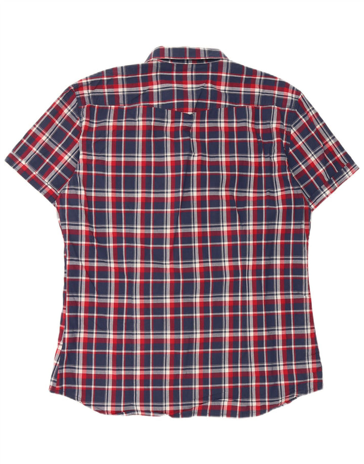 Datch Herren-Kurzarmhemd 2XL, marineblau, kariert, Baumwolle