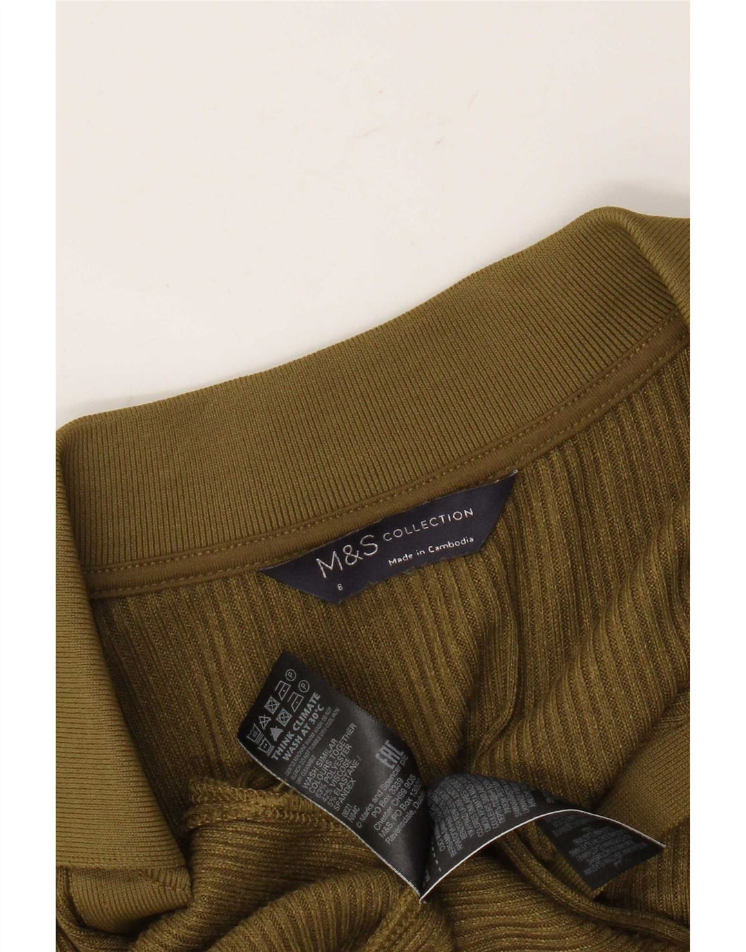 Marks & Spencer Damen Langarm-Pulloverkleid, Größe S, Khaki, Polyester