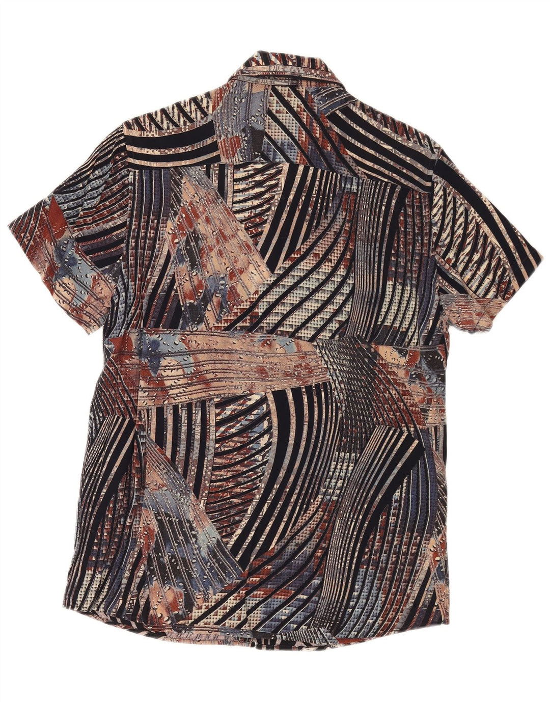 VINTAGE Herren Kurzarmhemd Klein Mehrfarbig gestreift