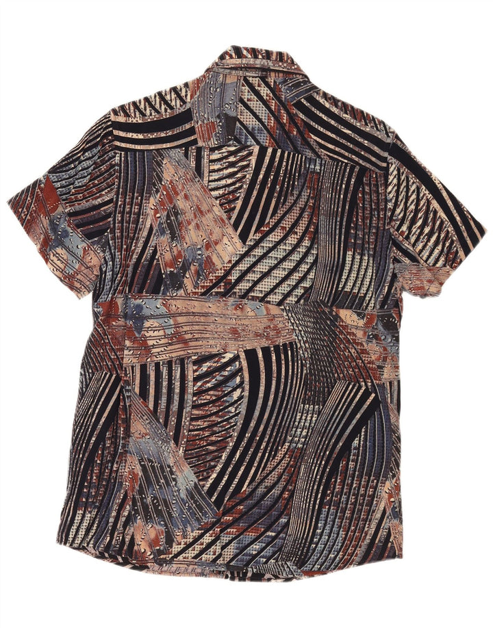 VINTAGE Herren Kurzarmhemd Klein Mehrfarbig gestreift