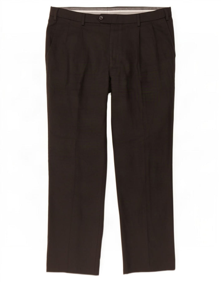 Marks & Spencer Herren-Anzughose mit passgenauer Passform, W38 L31, schwarze Wolle