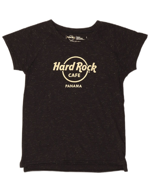 HARD ROCK CAFE Damen Panama Graphic T-Shirt Top UK 12 Medium Schwarz