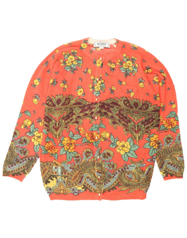 Vintage Womens Cardigan Sweater IT 44 Medium Red Floral