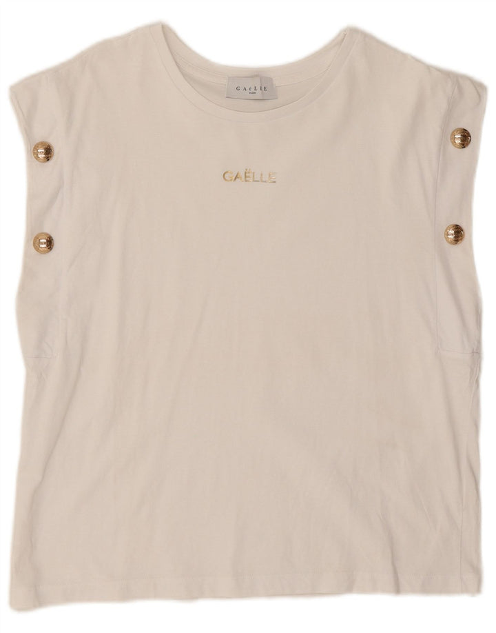 Gaelle Damen Weste Top UK 12 Medium Weiß