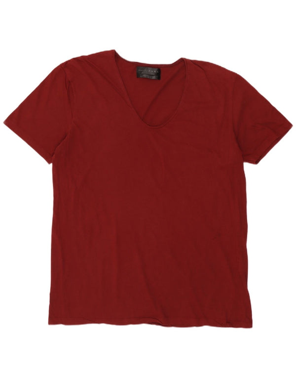 ZARA Herren T-Shirt Top XL Kastanienbraun Baumwolle