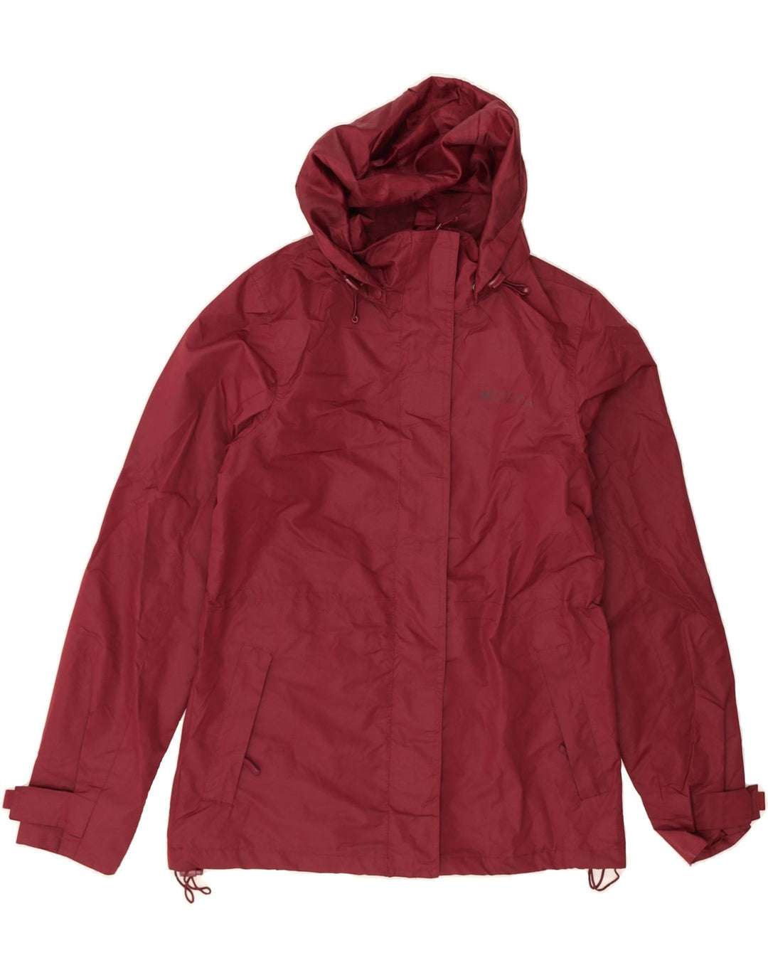 MOUNTAIN WAREHOUSE Womens Hooded Rain Jacket UK 8 Small Burgundy Polyester Vintage Mountain Warehouse and Second-Hand Mountain Warehouse from Messina Hembry 