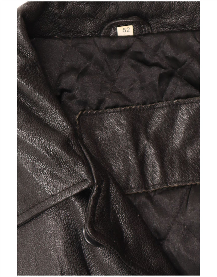 VINTAGE Herren Lederjacke IT 52 XL Schwarzes Leder