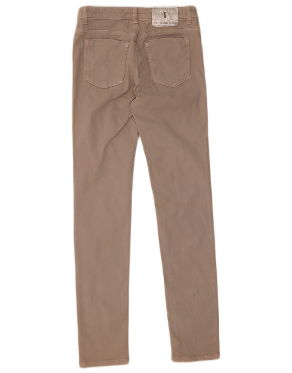 TRUSSARDI Herren Skinny Freizeithose IT 40 Small W26 L31 Beige Baumwolle