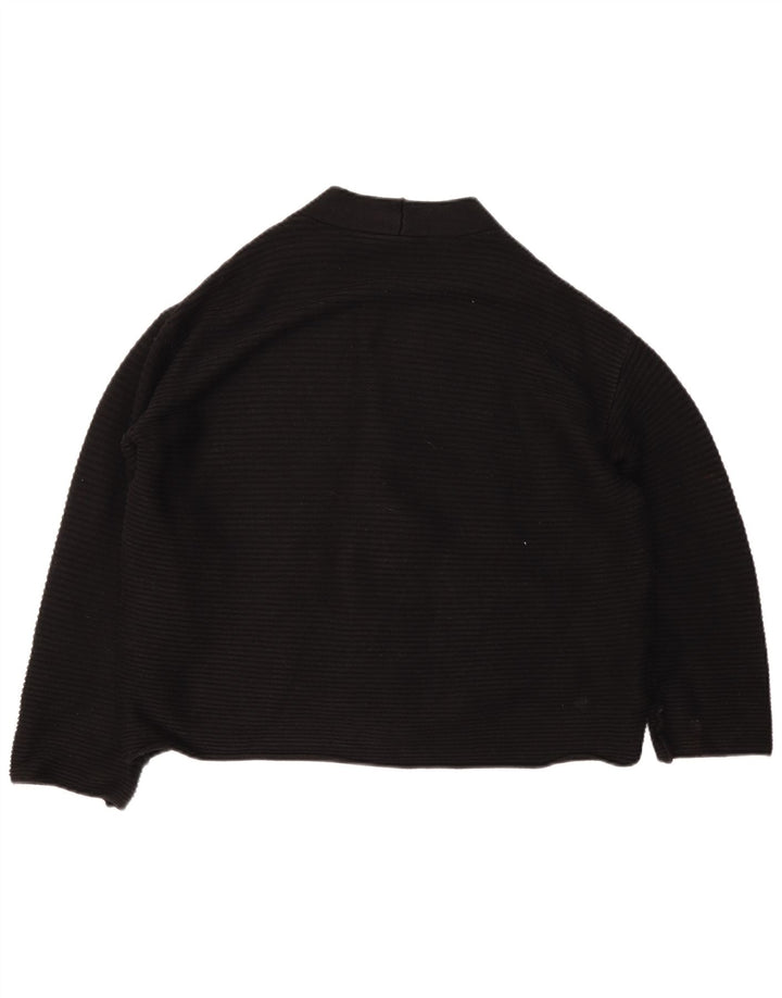 Zara Damen Crop Oversized Cardigan Pullover UK 10 Small Schwarz Klassisch