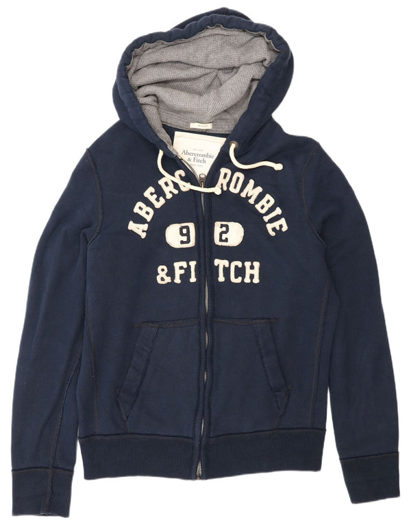 Abercrombie & Fitch Herren-Kapuzenpullover mit grafischem Reißverschluss, 2XL, Marineblau, Baumwolle