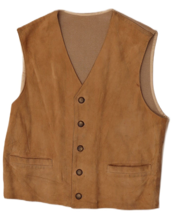 Harry&Moore Herren Wildlederweste IT 52 Large Beige Leder