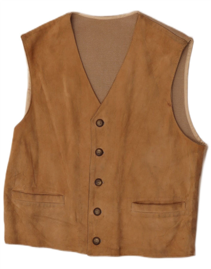 Harry&Moore Herren Wildlederweste IT 52 Large Beige Leder