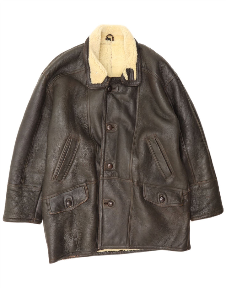 Vintage Herren Shearling Jacke Größe 52 XL Braun