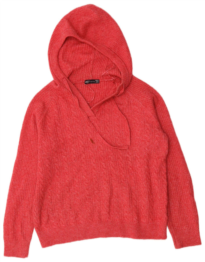 Marks & Spencer Damen-Pullover mit Kapuze, übergroß, Gr. 14, Mittelrot