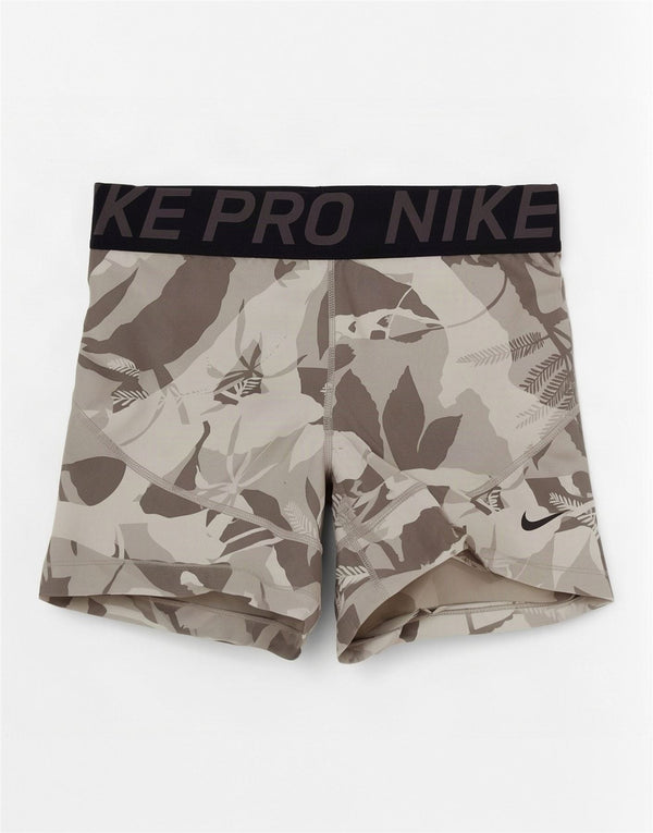 Nike Damen Dri Fit Graphic Sport Shorts UK 14 Large Grau geblümt