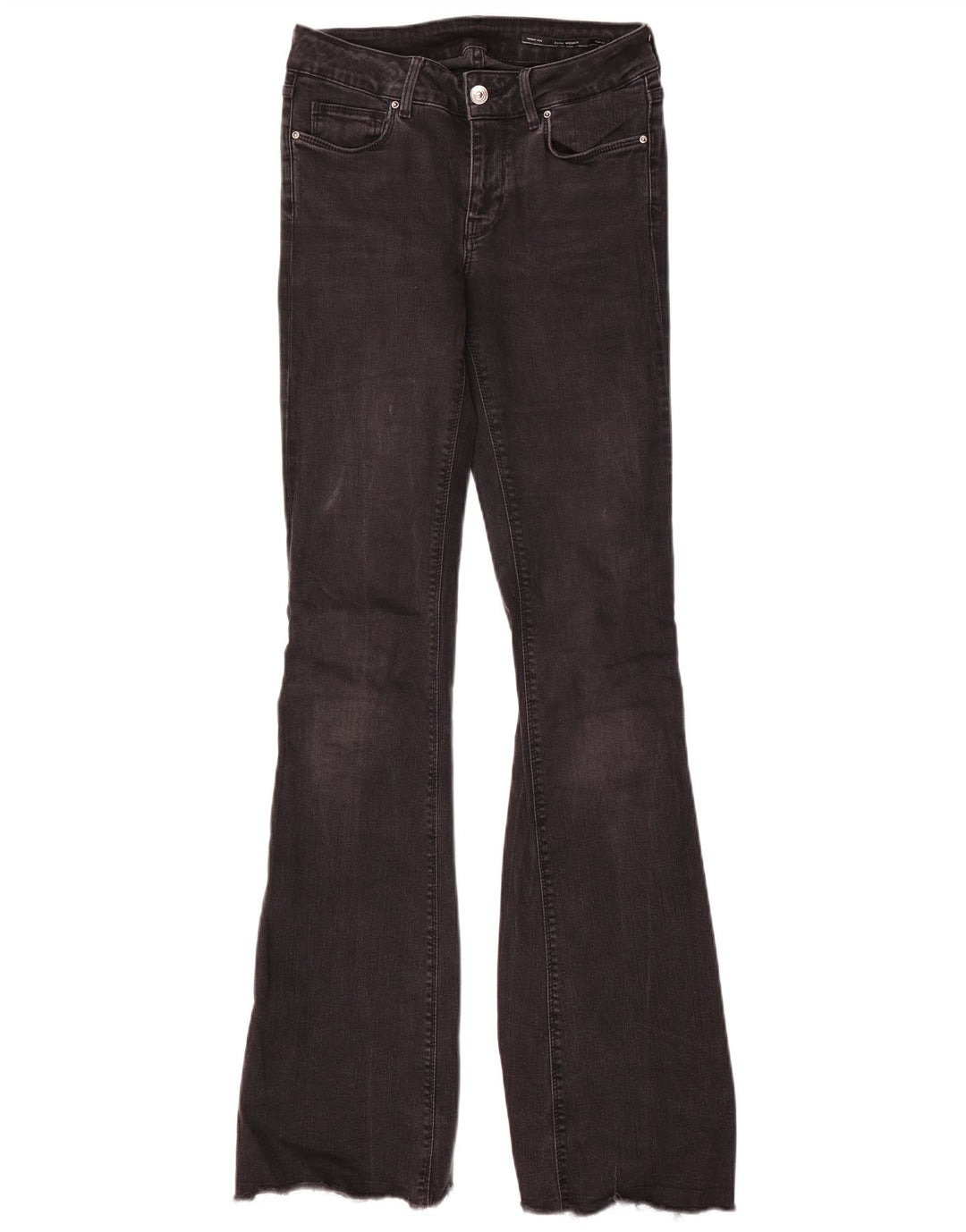 Zara Damen Medium Rise Flare Slim Jeans EU 38 Small W28 L34 Schwarz