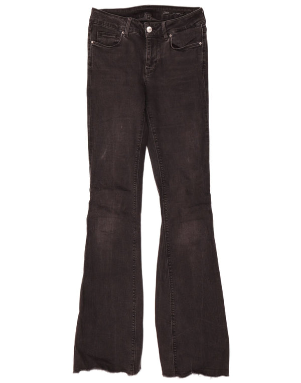 Zara Damen Medium Rise Flare Slim Jeans EU 38 Small W28 L34 Schwarz