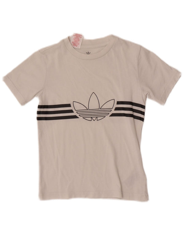 Adidas Jungen T-Shirt mit Grafik, 7–8 Jahre, XS, weiße Baumwolle