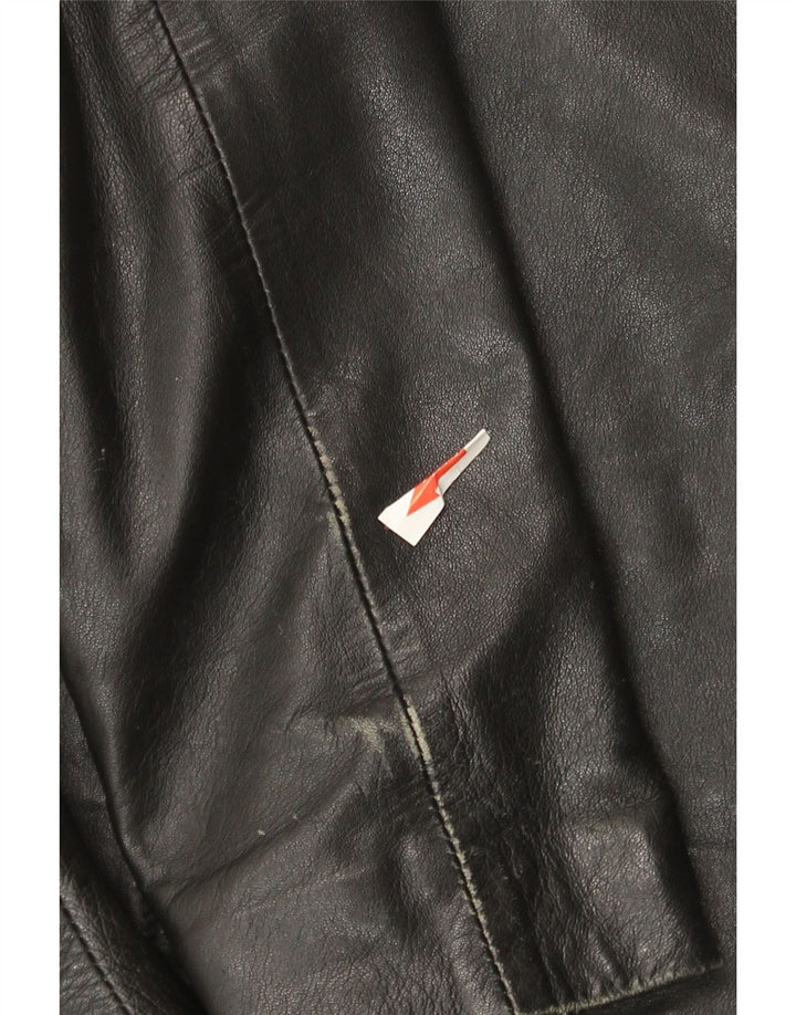 St. Bernard Damen Lederjacke UK 10 Small Schwarzes Leder