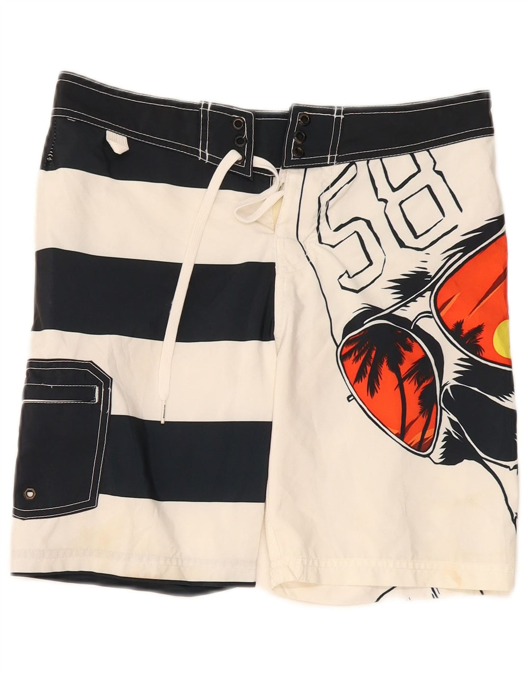 Sundek Badeshorts für Jungen mit Grafik, 13–14 Jahre, weißes Colourblock-Polyester