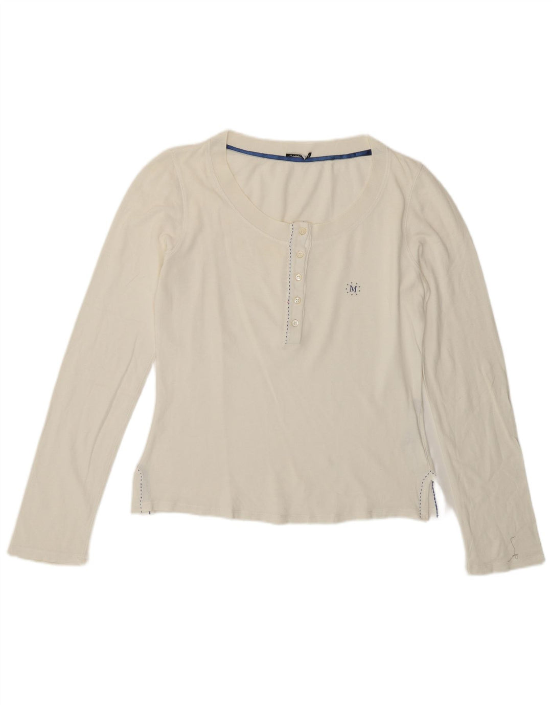 Marella Damen Top Langarm UK 14 Large Off White Baumwolle