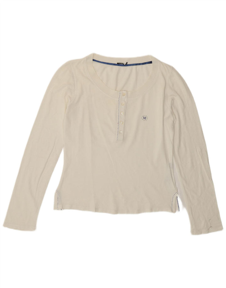 Marella Damen Top Langarm UK 14 Large Off White Baumwolle