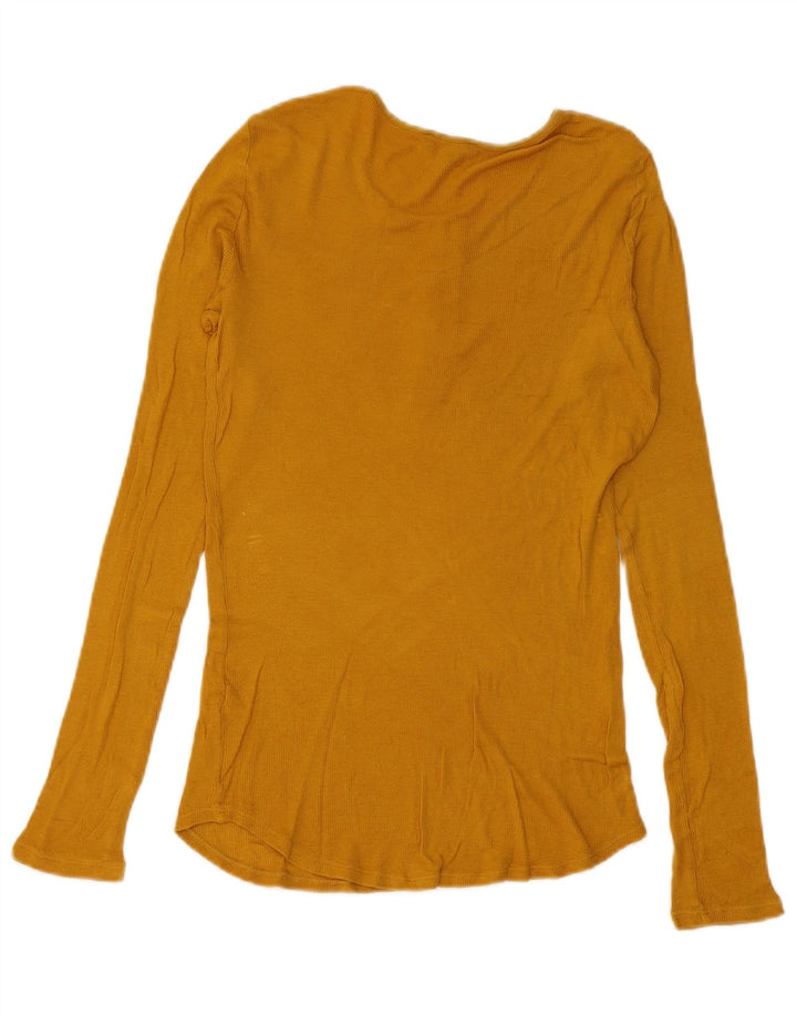 Massimo Dutti Damen Top Langarm UK 12 Mittelgelbes Polyester