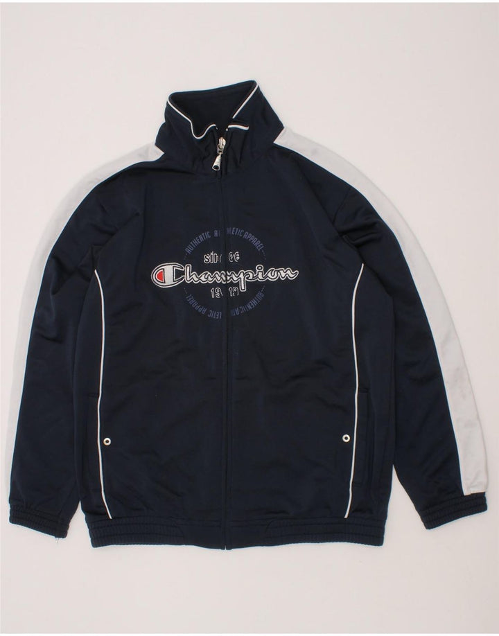 CHAMPION Boys Tracksuit Top Jacket 9-10 Years Medium  Navy Blue Vintage Champion and Second-Hand Champion from Messina Hembry 