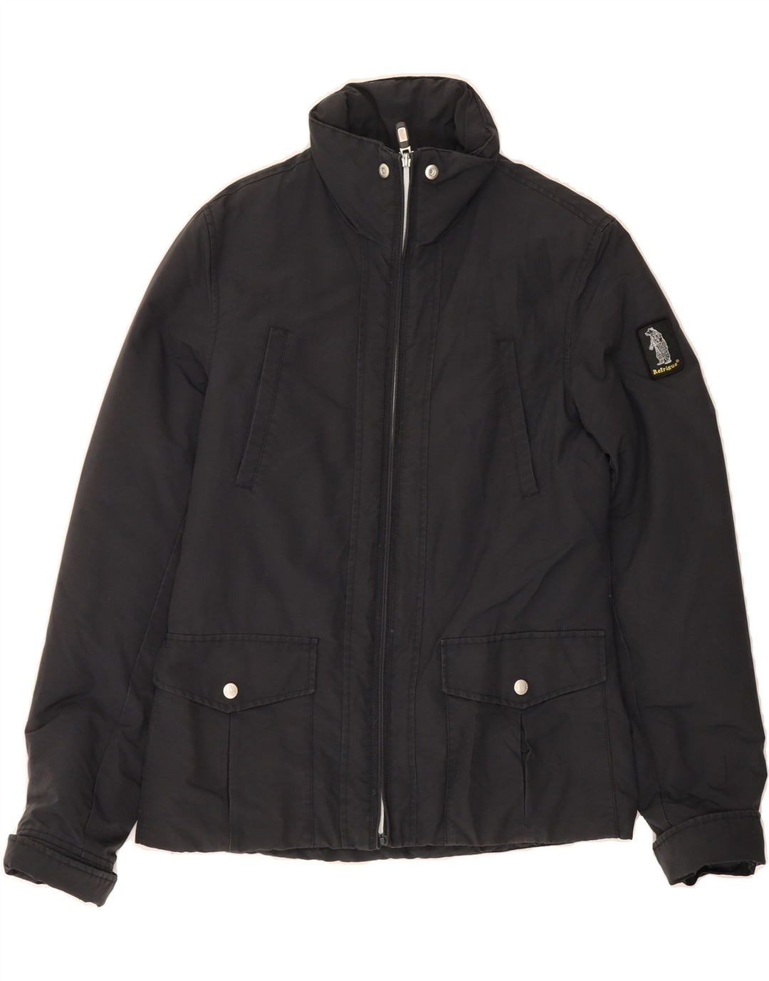 REFRIGUE Womens Bomber Jacket UK 16 Large Navy Blue Nylon Vintage Refrigue and Second-Hand Refrigue from Messina Hembry 