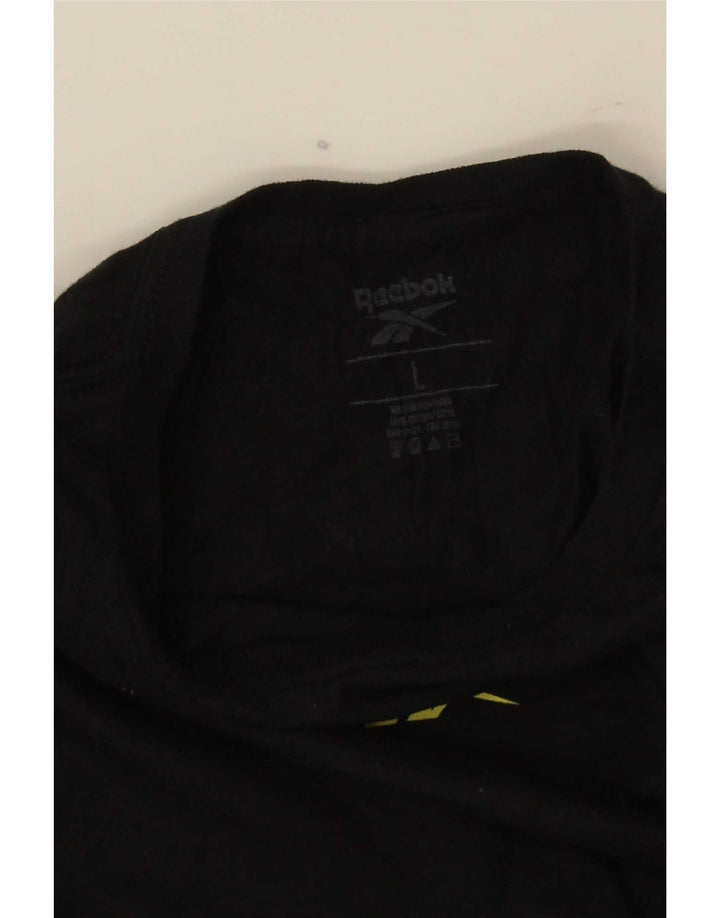 Reebok Herren Graphic T-Shirt Top Large Schwarz Baumwolle
