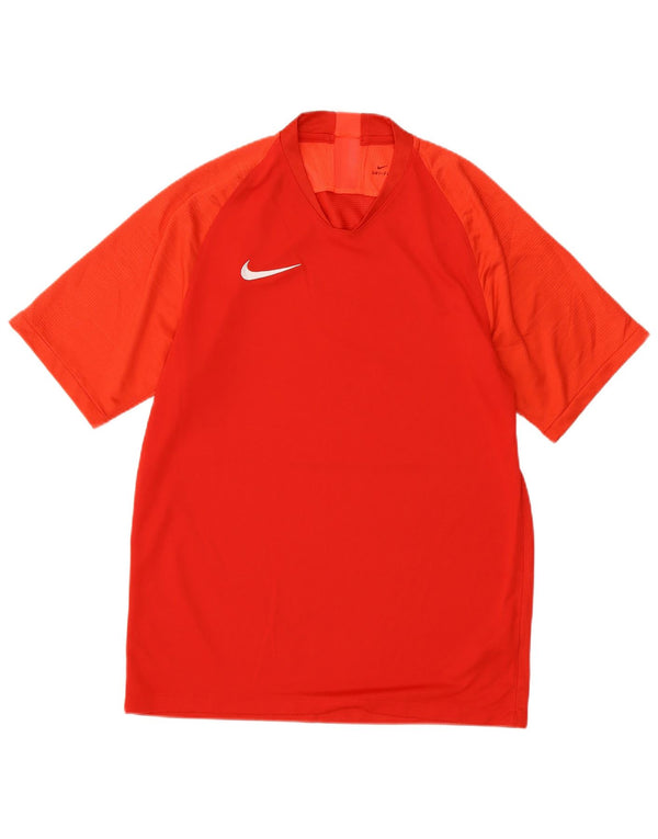 Nike Herren Dri Fit T-Shirt-Oberteil Mittelrotes Farbblock-Polyester
